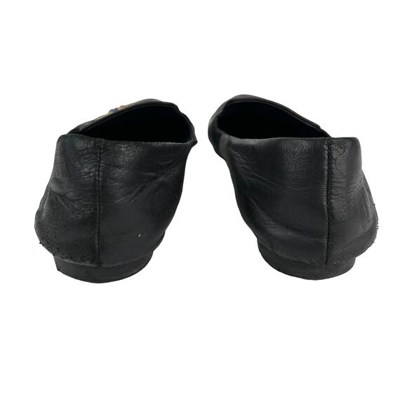 Veronica Beard Black Flats 36.5 Royal Navy Gold Patch - Picture 7 of 10